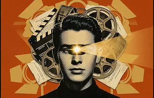 Digital cybersecurity concept showing a person's face overlaid with circuit board patterns, a padlock, and cyber protection icons